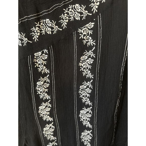 Vintage 90s ICE Silk Dress Black & White Midi Floral Print Lined Boho Size 14 - Picture 2 of 6